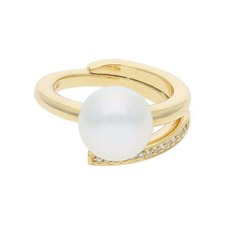 Ring 750/000 (18 Karat) Gelbgold mit Brillanten und Süßwasserzuchtperle, getrage