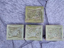 4 Ofenkachel Paul Buhlers Calbe Fliesen Antik Jugendstil grün Eckkachel