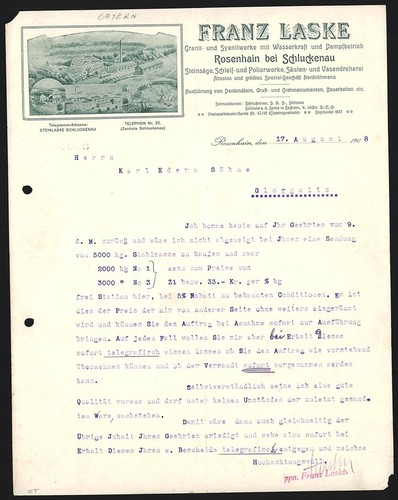 Briefkopf rosenhain 1908 - briefkopf,