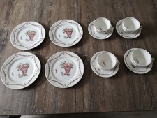 August Warnecke Porzellan 4 Teegedecke Serie Füllhorn TOP