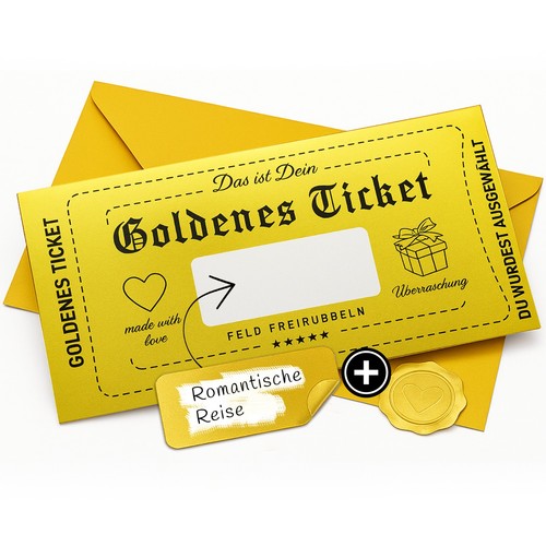 Goldenes ticket gutschein - ticket,