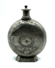 Vintage Zinn Flachmann Feldflasche Flasche Repro nach altem Vorbild H 14 cm