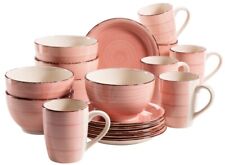Kaffeeservice Geschirr 18 tlg Bel Tempo aus Keramik 6 Pers. Spiraldekor Koralle