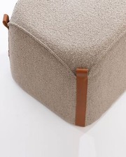 SIX Polsterhocker Bouclé Braun Lederstreifen stabil bequem modern Wohnzimmer