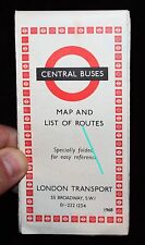 London Transport ,Central Buses ,Map and List of Routes 1968