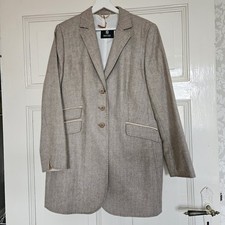 Edler Blazer Longblazer mit Wolle und Seide Beige BAUER Gr. 46 Neuwertig Top