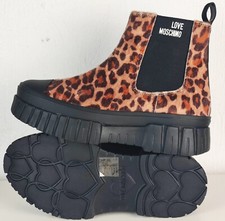 LOVE MOSCHINO Boots Damen Stiefeletten Leopardenmuster Designer Boots Gr.38 NEU