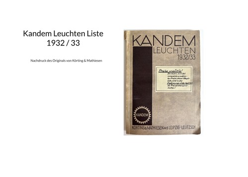 Kandem leuchten liste 1932 - liste, /