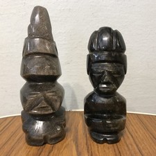 2x Figur Obsidian geschnitzt