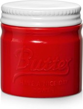 DOWAN Porzellan Butter Keeper Crock, Französische Butterdose mit Deckel, Rot