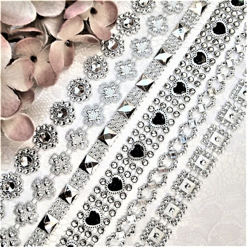 Strassband mix silber - 3m,
