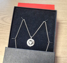 Vintage - Kette - 925 - er Sterlingsilber rhodiniert - drehbares Herz - supersüß