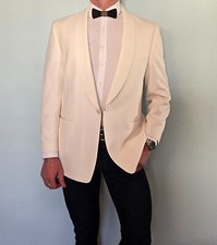 Masterhand Smoking Hochzeit Sakko Jacket Weiß Gr. 26 = 52 (untersetzte Größe)