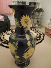 Vase, **Bodenvase**~groß~  farbig,mit sehr schönen Blütenmotiv,80 cm hoch