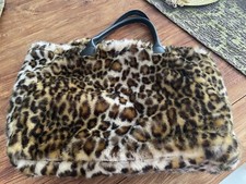 Tasche Shopper Leo Webpelz, Lefergriffe Schwarz, Neuwertig, 1x Getragen