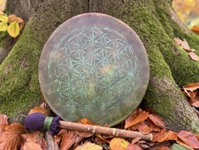 SchamanenTrommel, Rahmentrommel 35 cm, Vintage Bemalung  Blume  des Lebens