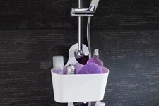 Badkorb mit Haken Badregal Duschregal Duschkorb Utensilo weiss Aufbewahrungskorb