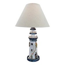 Lampe-Leuchtturm Schirmlampe aus Holz 49 cm Sea-Club