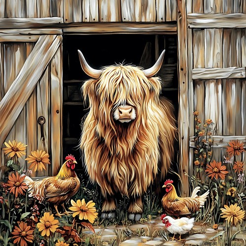 Wandbild highland kuh stall - wandbild,