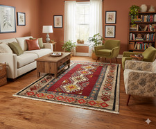 Rugeast  Handgeknüpfter Gabbeh Teppich 175x97 cm Wolle Rot Orange