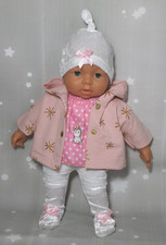 4-tlg Handmade Kombi Jacke Shirt Hose Set Puppenkleidung Re born Baby 43 cm-45cm
