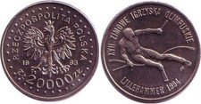 Polen 20.000 Zlotych 1993 XVII Olympische Winterspiele, Lillehammer 1994