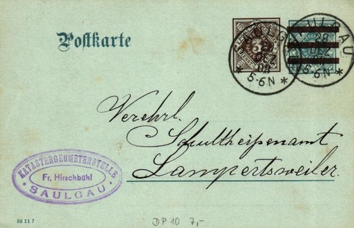 Saulgau ganzsache nach - ganzsache,