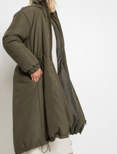 STYLISHER FRAUEN-MANTEL mit KAPUZENWESTE GEFÜTTERT NEU! Gr. 44, OLIV MATTGLANZ