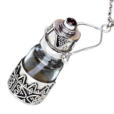 edel Duftanhänger 925 Silber Phiole Edelstein Auswahl Glasphiole Handgeschmiedet