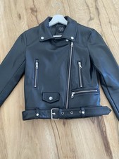Schwarze Clockhouse Lederjacke, Größe 34, mit abnehmbarem Gürtel, Wie NEU