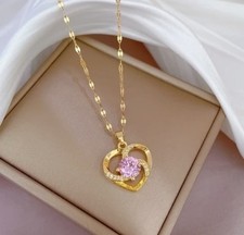 Edelstahl Herz Halskette Gold