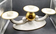 Kerzenständer Alka Alboth Kaiser Porzellan Kerzenhalter weiß Goldrand 27cm breit