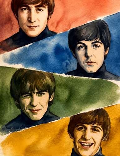 The beatles four - beatles, color