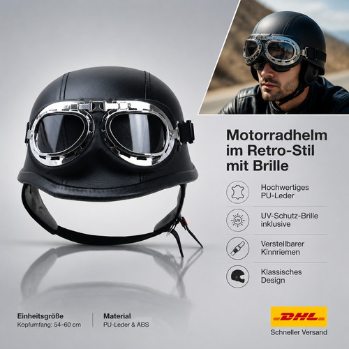 Retro cruiser halbschalenhelm - retro,