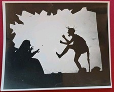 Schattenspiel Theater Scherenschnitt Gewehr Teufel Hexe Märchen Bühne Alt Foto 
