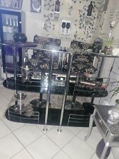 Glasbar Theke Bar Glas Tisch mit 2 Hockern