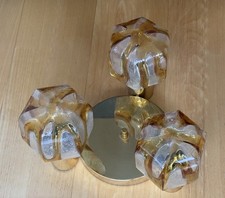 Deckenleuchte Messing & Glas 1960er/70er