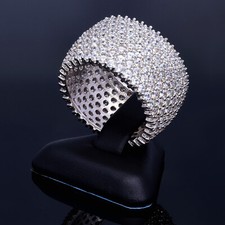 Funkelnder Breiter Zirkonia Ring 585 14K ECHT GOLD 57RG Weissgold NEU Goldring 