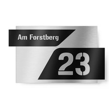 Graviers Hausnummerschild mit Straßenname Schwarz Lasergravur Haus Nr. Schild