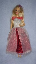 Barbie Kleid Puppen Meerjungfrau Königin Rot Silber Prinzessin Ballkleid #B