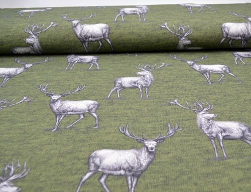 Dekostoff mit hirschen stoff - dekostoff,