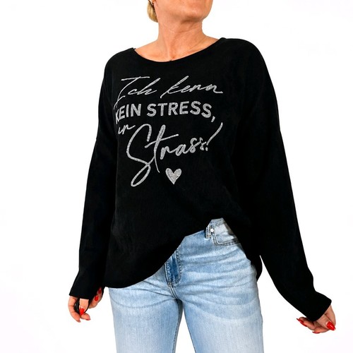 Damen oversize pullover strass - damen,