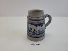 Bierkrug Steingut Grau Blau