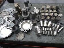 Zinn-Konvolut ca.15,1kg, Zinnschrott, Altmetall, Zinnbecher, Zinnteller,Reinzinn