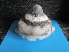 Damenwintermütze Strickmütze  mit Kunstfellbesatz und Bommel Grau/Weiß warm