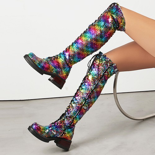 Damen pailletten overknee - pailletten,