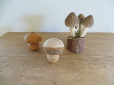 3 x Pilze Holz Kunstgewerbe 14 x 11 cm   Dekoration