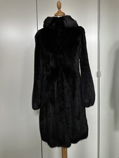 NERZ hochwertiger Mantel mit Kapuze 34-36 XS schwarz Echtfell lang Nerzmantel