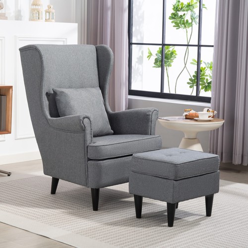 Homcom ohrensessel mit hocker - ohrensessel,