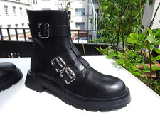 ZARA 1109/910/040 Damen Schuhe Plateau Stiefel Leder Schwarz Germany Gr.41 Neuw